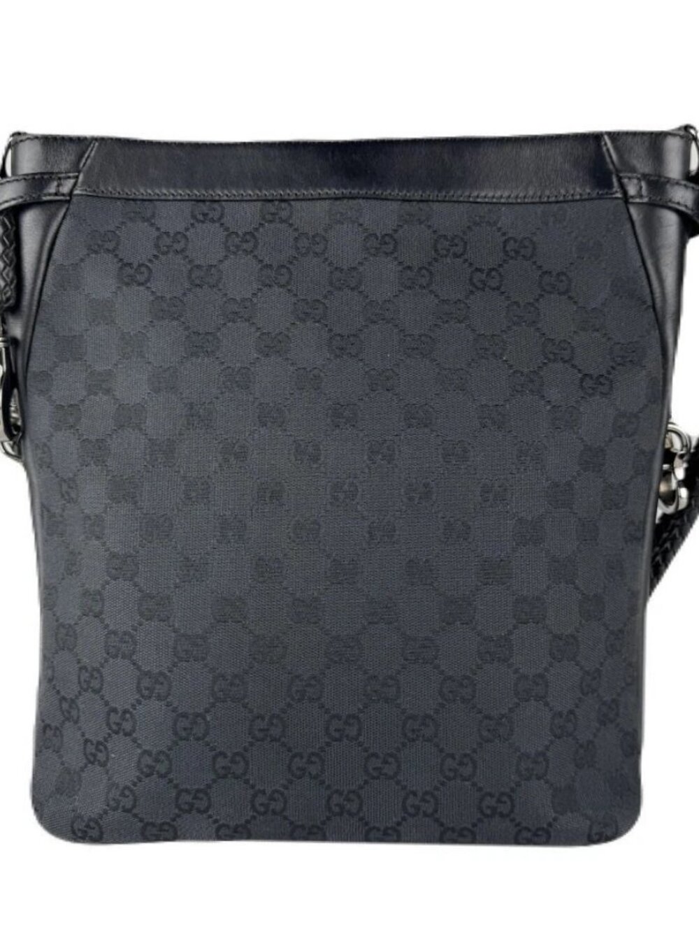 Auth GUCCI Shoulder Bag Black GG Canvas/Leather - z8723 - Picture 2 of 13